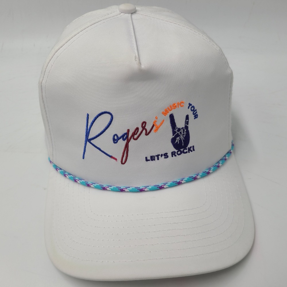 Rogers Music Tour Hat Snapback Imperial White Rope Lets Rock Logo Healy Golf Men